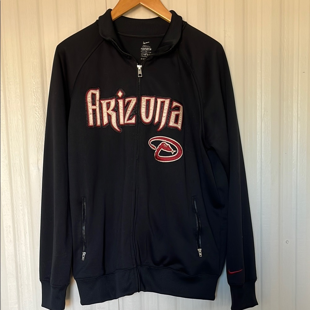 NIKE Classic Arizona DIAMONDBACKS Black Zip Up‎ Jacket Mens L